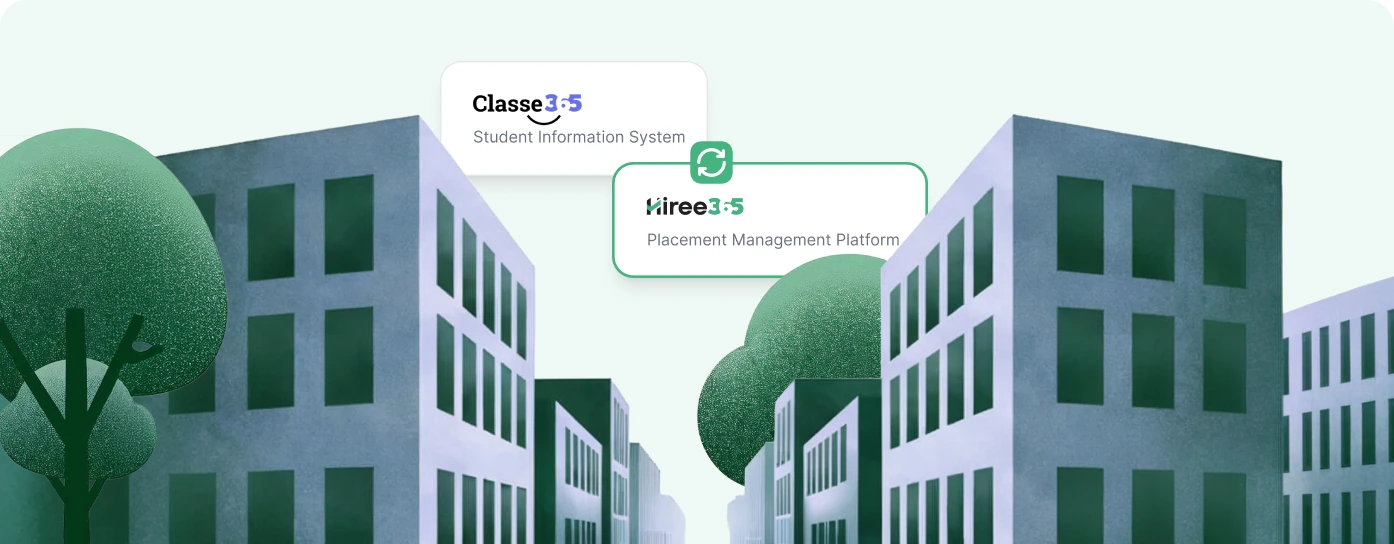Hiree365 placement management platform activated from existing Classe365 student and academic data
